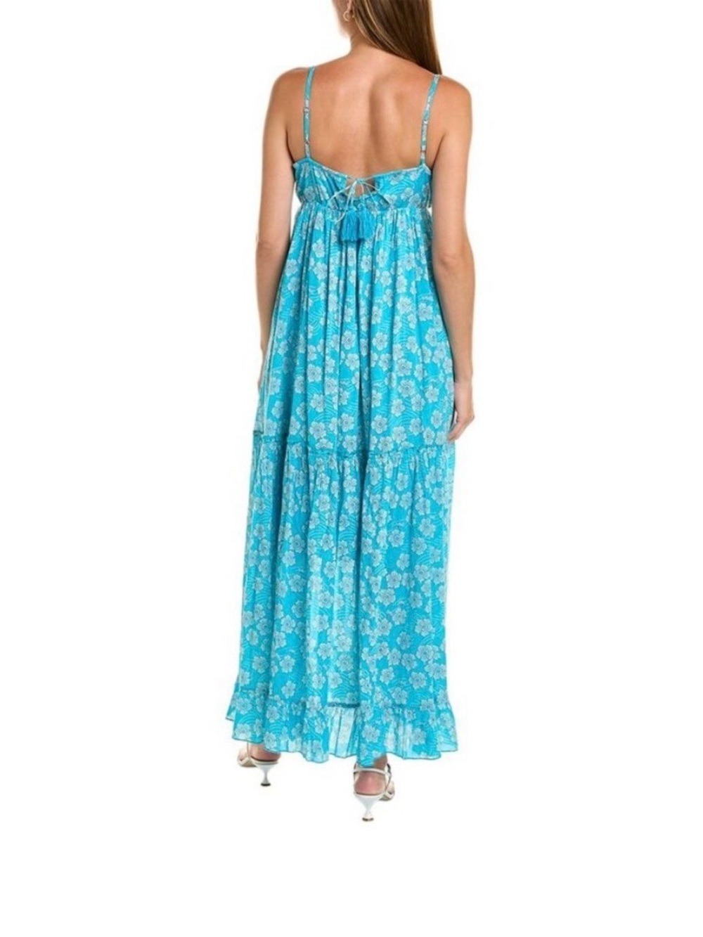 Ro’s Garden Blue Hawaii Floral V-Neck Spaghetti Strap Maxi Dress - Picture 2 of 9